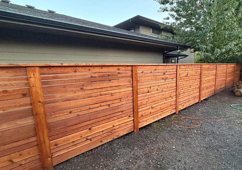 Modern horizontal cedar fence