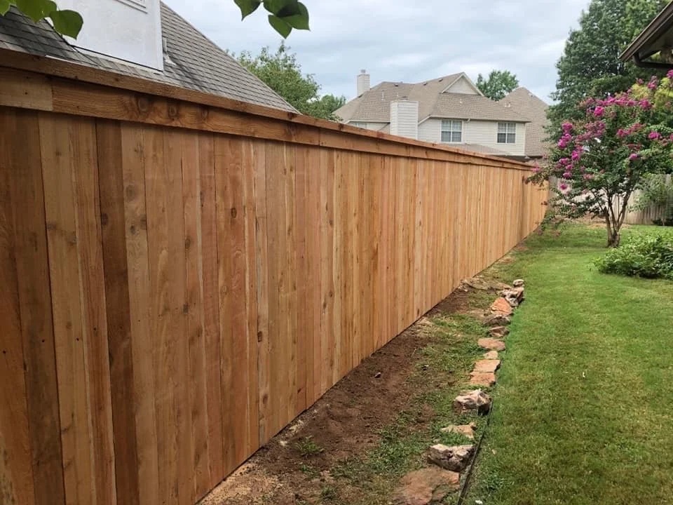 Cedar privacy fence installed in a Northern Colorado backyard